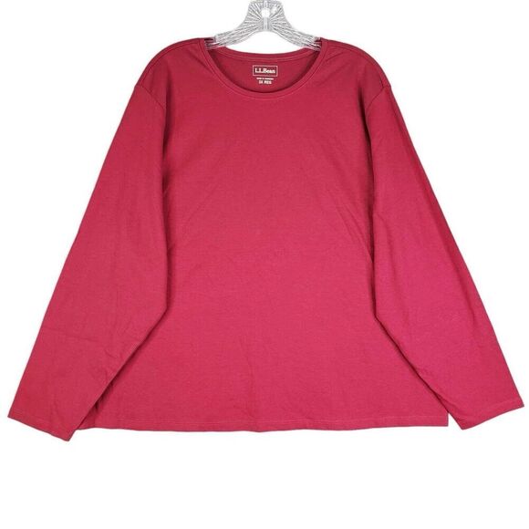 LL Bean Shirt Tee Womens Plus Size 3X Long Sleeve Stretch Knit Red Cotton - Picture 2 of 8